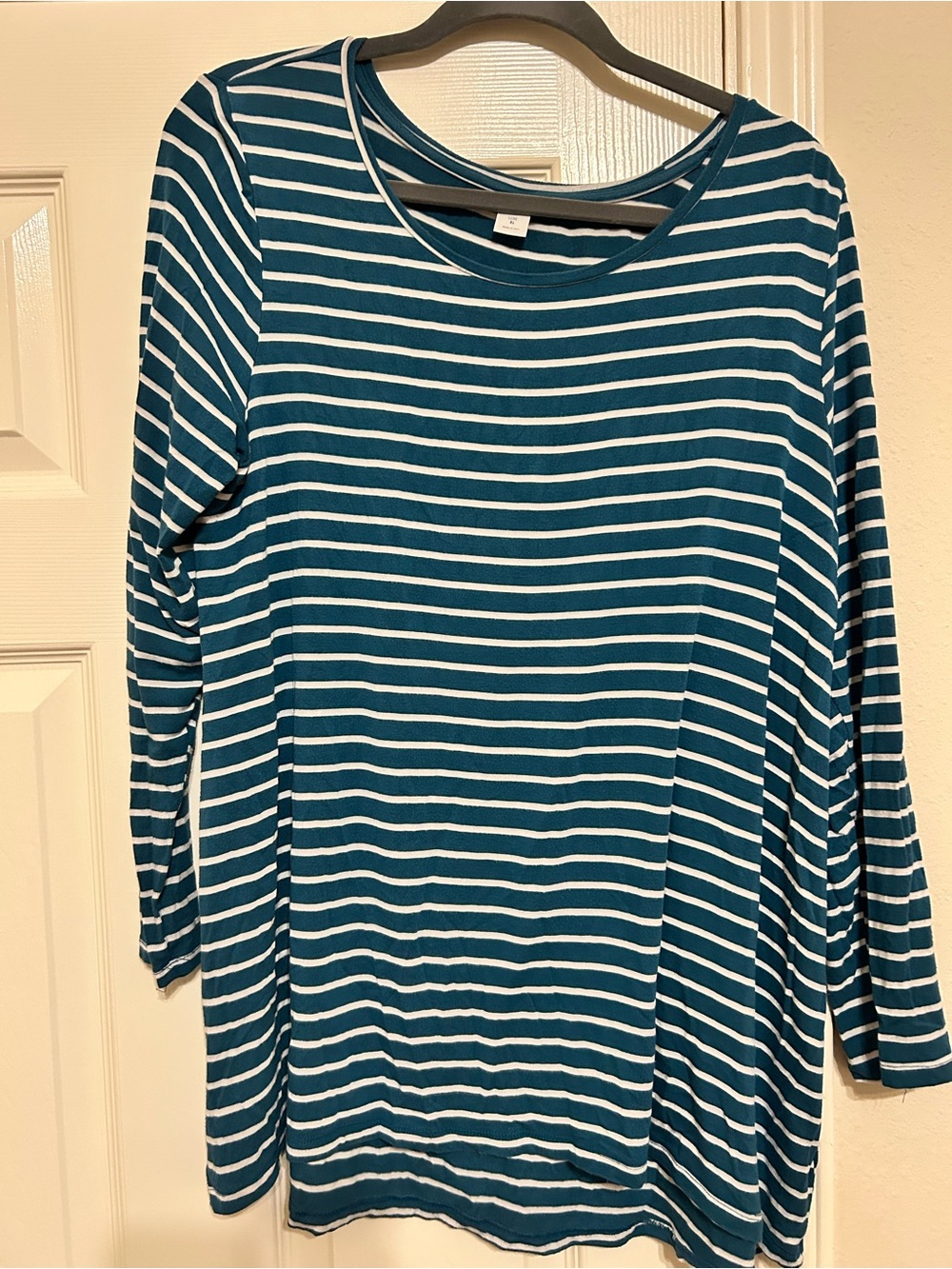 Old Navy Teal and White Striped Long Sleeve Tee